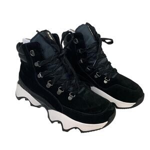 Sorel Womens Size 9 Black Ankle Boot Lace Up Kinetic Impact Conquest Plus Shoes